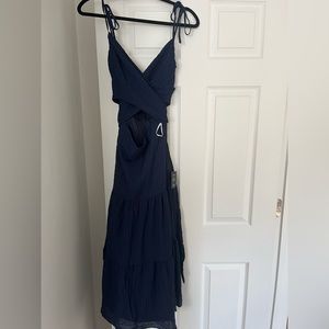 Lulus NEW WITH TAGS! Summer Navy Blue Cutout Tie-Strap Midi Dress